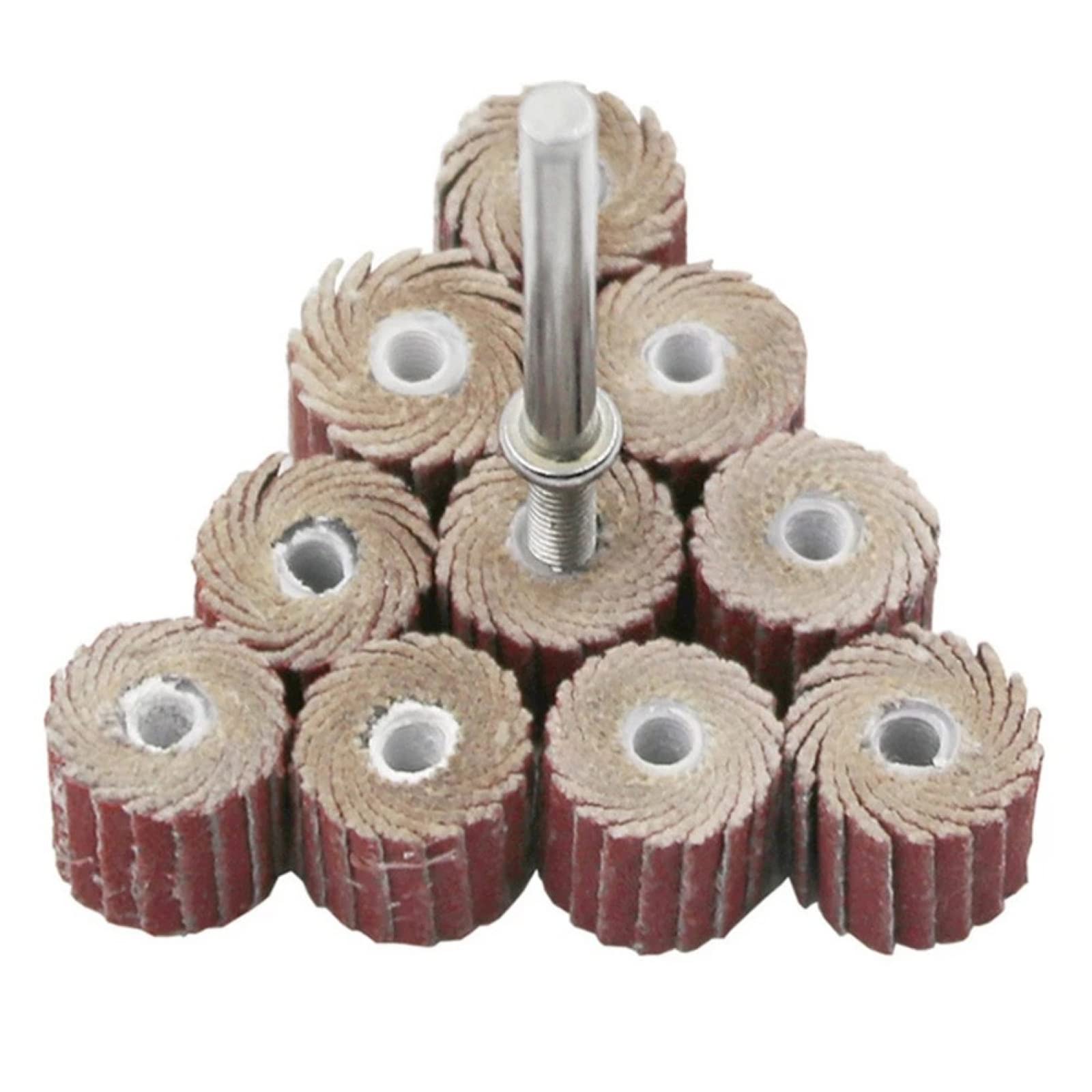 10Pcs 80/120/180/240/320/400/600 Grits Louver Polishing Wheel Disc Sanding Drill Abrasive Sandpaper Polishing Disc With 1 Rod,120grit