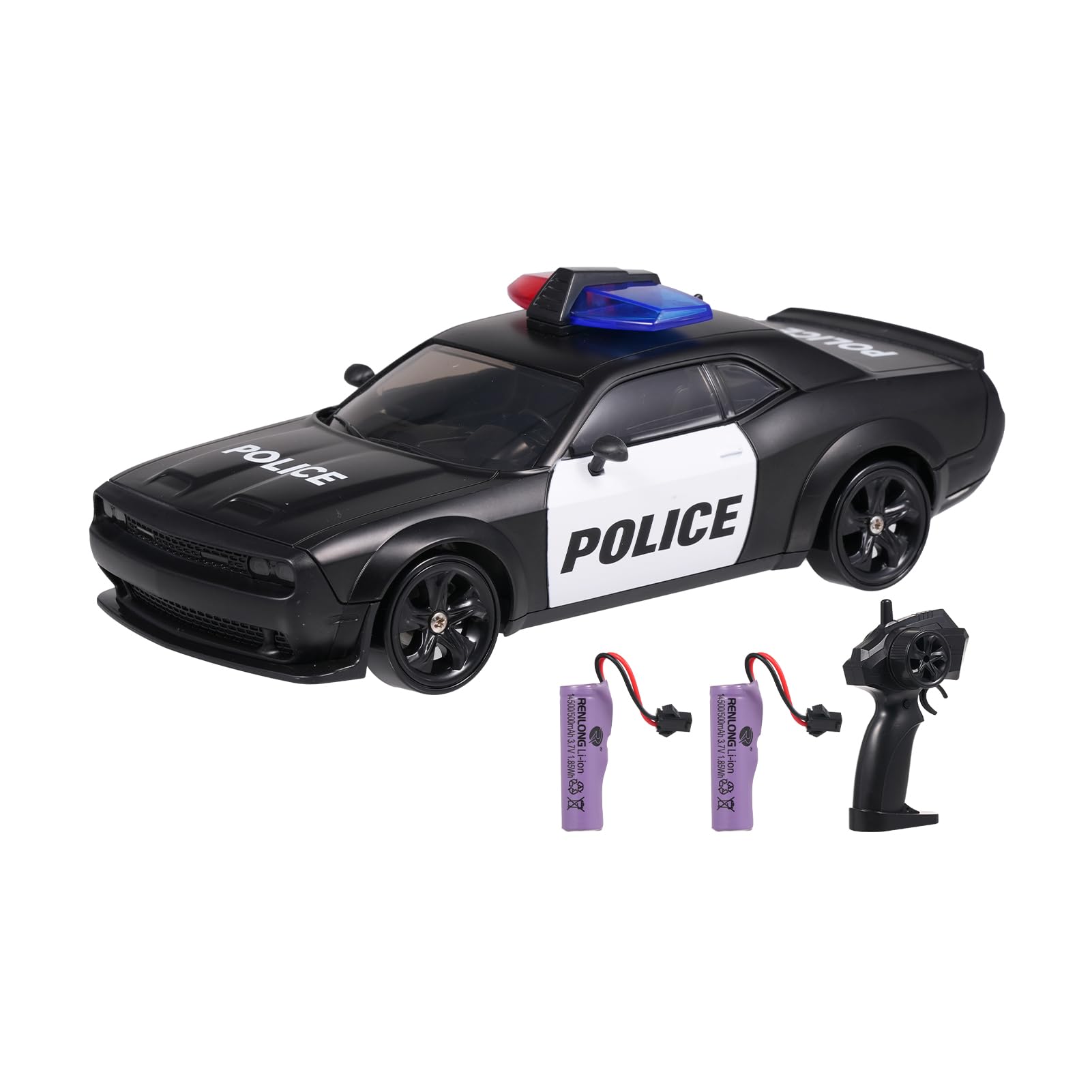 Dodoore Remote Control Cars, 1/24 RC Drift Car Police Car, 4WD 2.4GHz High Speed Racing Vehicle with Cool Lights and Extra Tires, Hobby RC Cars Gifts for Adults