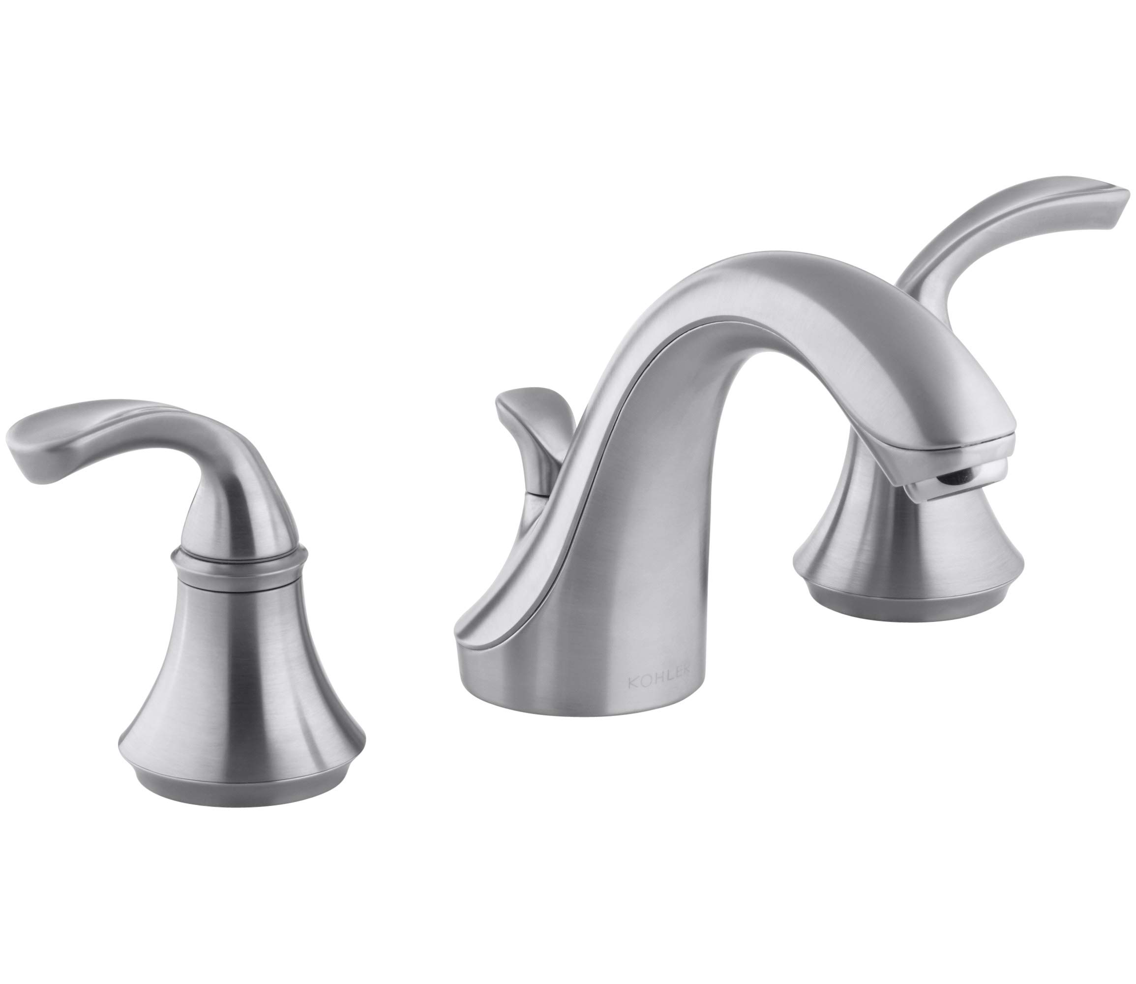 KOHLER Forte Sculpted K-10272-4-G 2-Handle Widespread Bathroom Faucet with Metal Drain Assembly in Brushed Chrome
