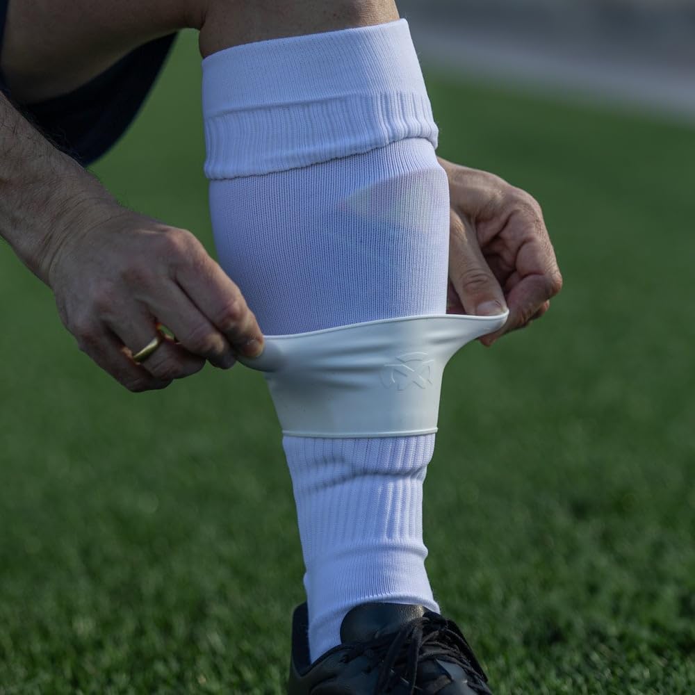 Oxum Banda Sujetaespinilleras Pro de Silicona para Fútbol - Soporte Seguro y Cómodo para Espinilleras - Sujetaespinilleras para Adultos y Niños (Grip Tapes)