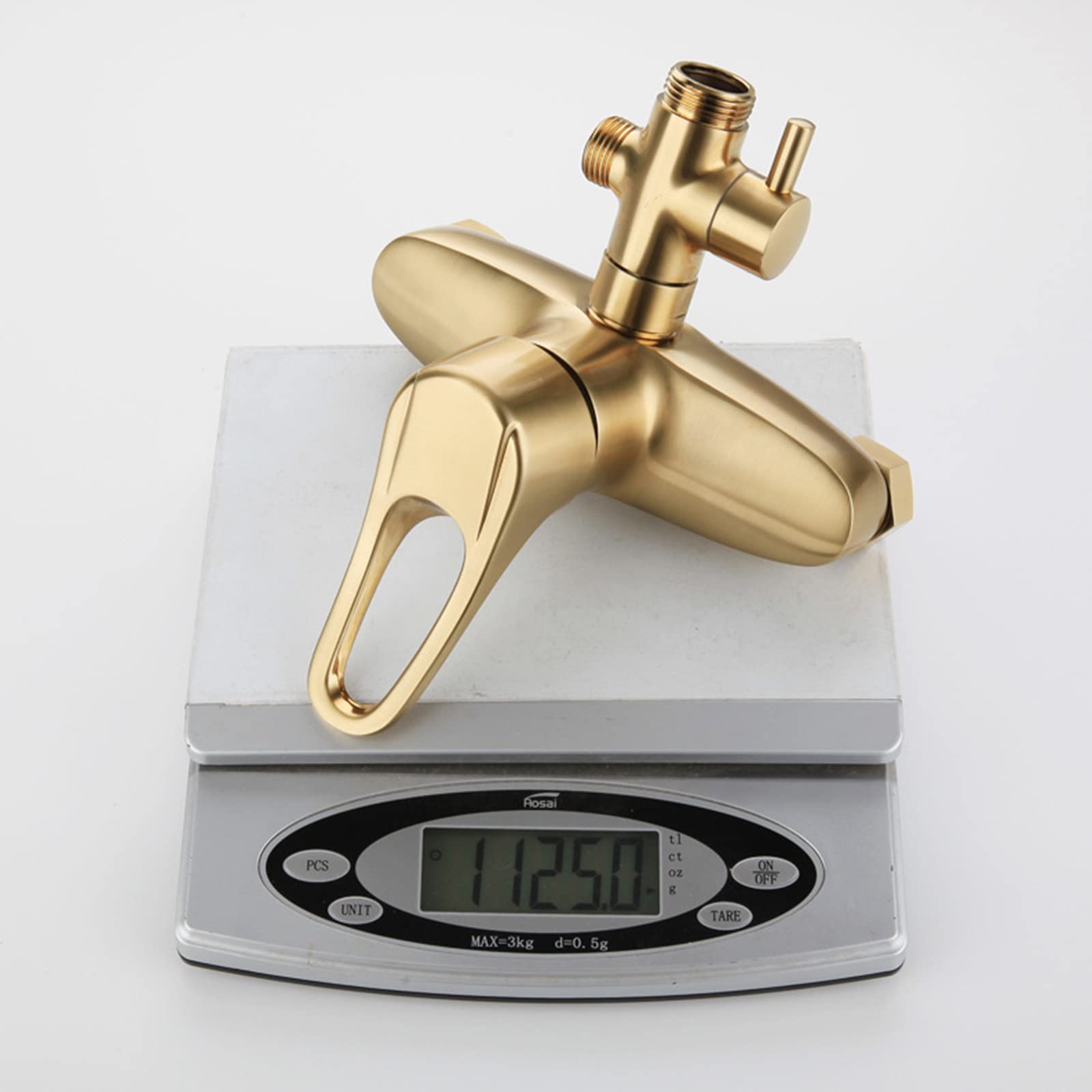 Set Rubinetto Doccia Oro Spazzolato, Sistema Doccia a Parete, Colonna Doccia Esposta a Doppia Funzione con Soffione a Pioggia Rotondo da 10 Pollici E Doccetta, Regolabile in Altezza