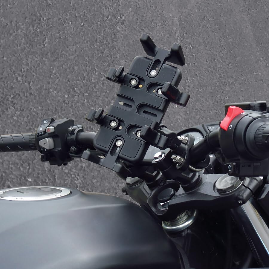 NOVAK Supporto Universale Rotante per Smartphone Super Strong per Tutte Le Moto e Scooter con manubri di Diametro compreso 20>27mm - Supporto Smartphone Auto
