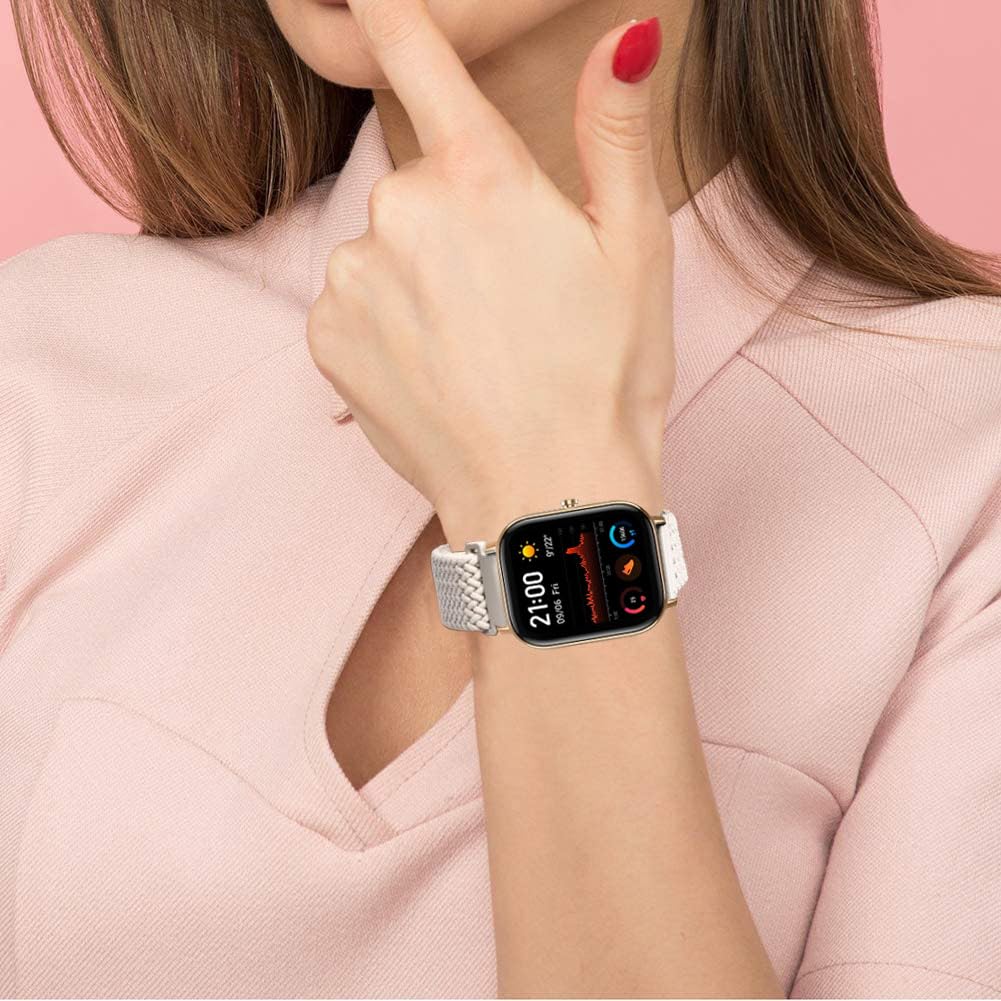 ViCRiOR Paquete de 3 correas de reloj elásticas trenzadas para Amazfit GTS/GTS 2/GTS 2e/GTS 2 Mini/GTS 3/GTS 4 Mini/GTS 4/GTR Mini, correa de nailon elástica para Bip 3/Bip 3 Pro/Bip U Pro/Bip Lite