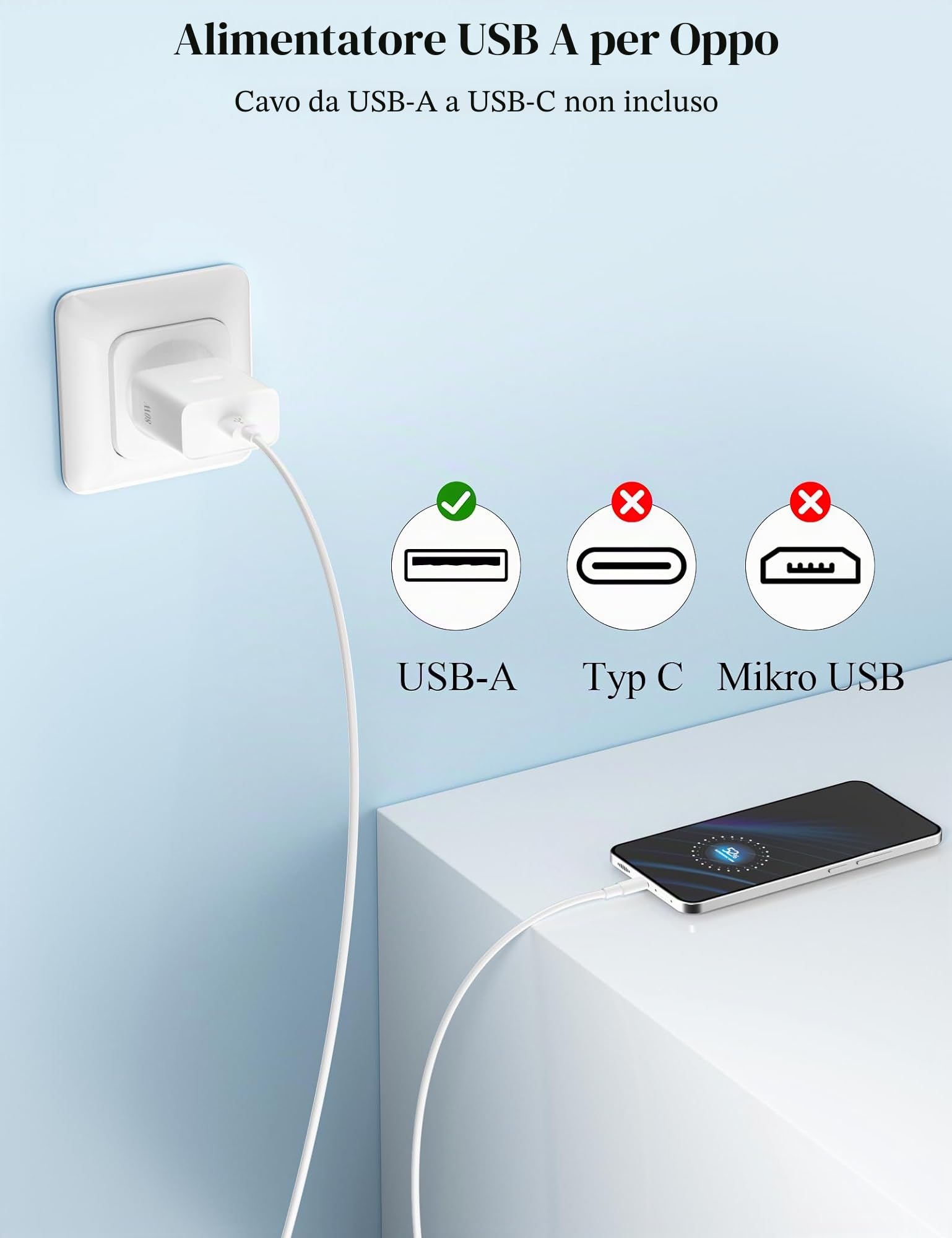 TOPAUX Caricatore USB 65W SUPER-VOOC Per OPPO – Cavo 1m 6A, Ricarica Rapida Per Find X5, Reno7, A60 E Altri