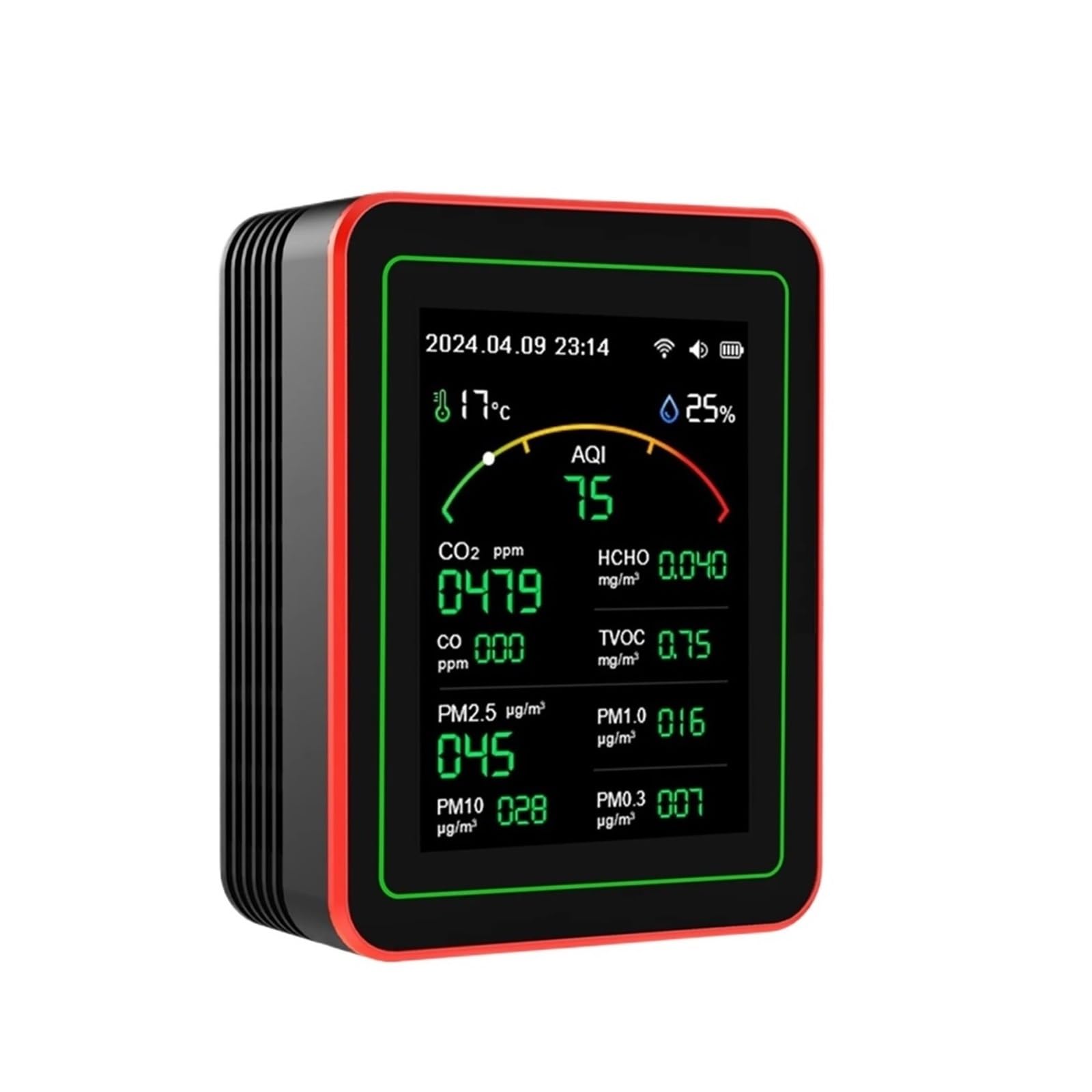 Air Quality Monitor, 15 in 1 Air Quality Detector CO2,Temperature,Humidity,Air Quality Monitor(Nero)
