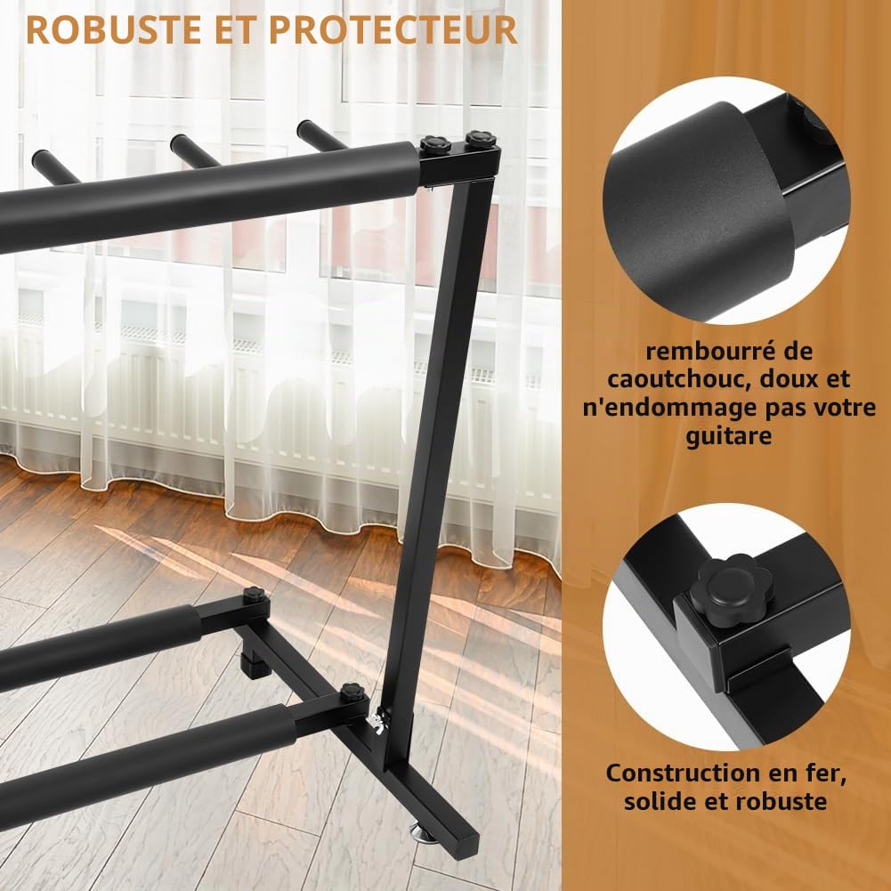 Stand Guitare Support Stands avec 5 emplacements Support de guitare Support de présentoir de guitare Support de pied pour Guitares pour Acoustique, Basse, Guitare électrique