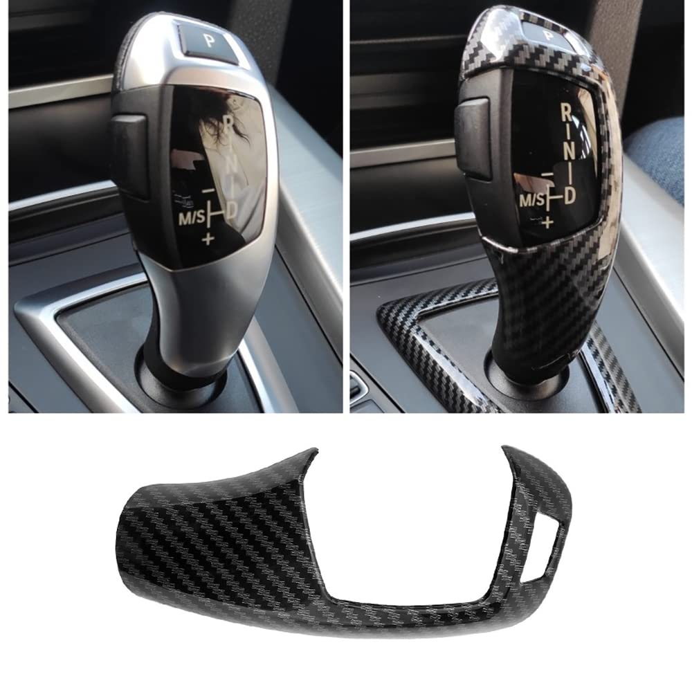 Auto Schaltknauf Abdeckung, Auto Schaltknauf-Schaltstangenschutz, Auto Schaltknauf-Schaltknauf-Abdeckung Kompatibel mit BMW F30 F20 F10 F15 F25 X5 X3, Kohlefaser