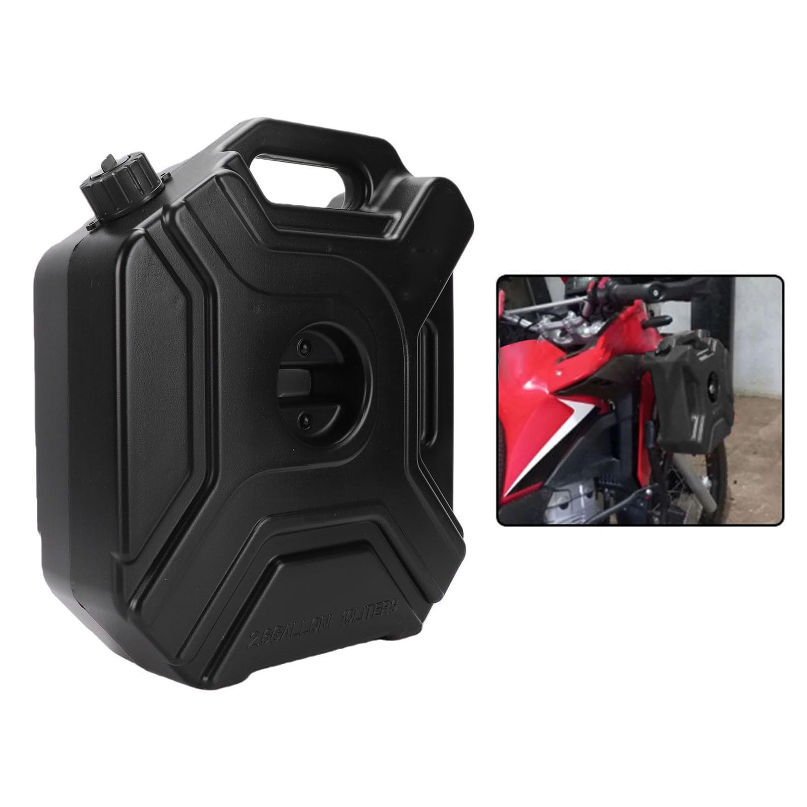 Yctze Przenośny Zbiornik Paliwa 10 L z Blokowanym Uchwytem Montażowym do Motocykla Samochód SUV ATV UTV, Kanister z Gazem HDPE do Jazdy Terenowej na Kempingu Jazda na Długich Dystansach