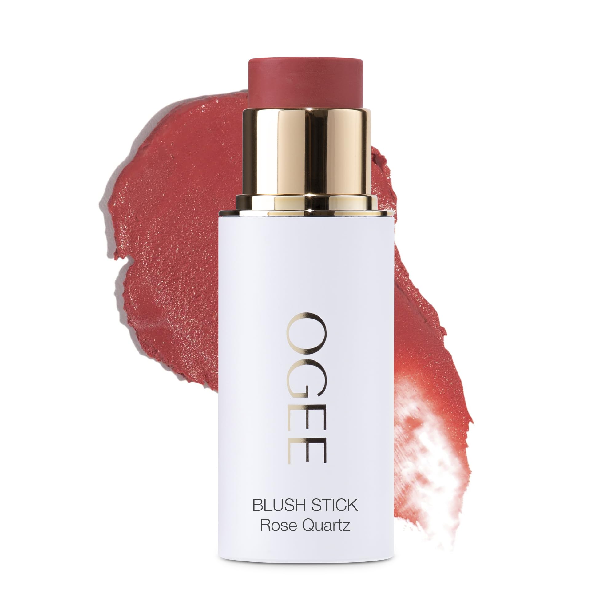 Ogee Barra facial esculpida (cuarzo rosa, rubor rosa), barra de rubor orgánico certificado, multiuso, para mejillas, labios y cara