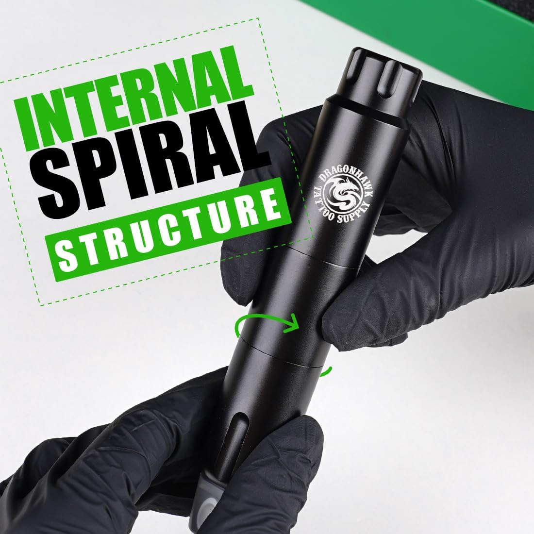 Dragonhawk S12 Kit Completo de Máquina para Tatuajes tipo Pluma Rotativa, con Batería 1100mAh, Agujas y Tinta para Profesionales y Principiantes