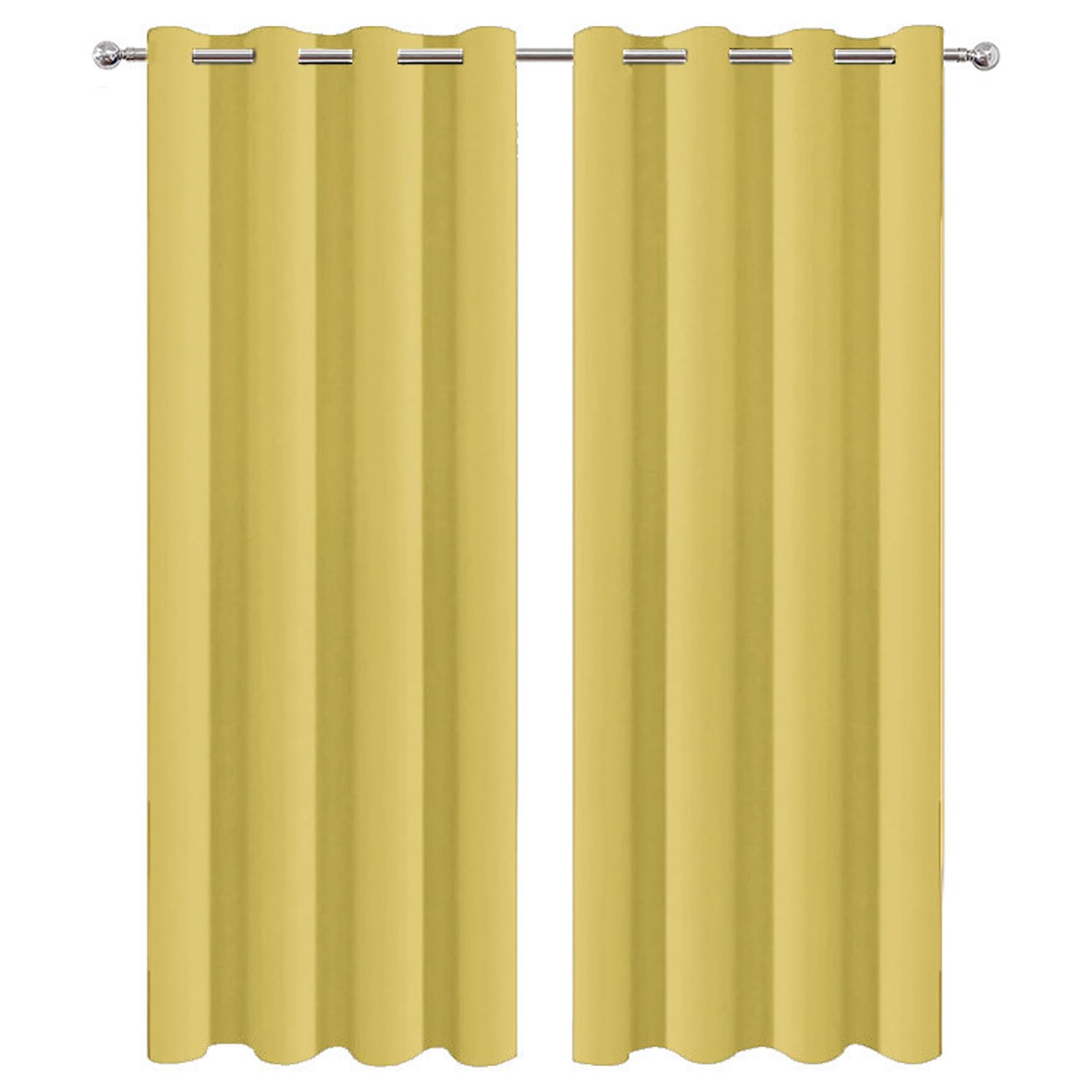 HANGEENGS Blackout Curtains For Bedroom,2 Panels Set Thermal Insulated Living Room Window Drapes Solid Eyelet Room Darkening Textured Blackout Curtains,Yellow B,65x120 in(WxL)