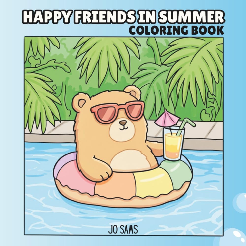 Happy Friends in Summer Coloring Book: Cozy Summer Kawaii Coloring Book