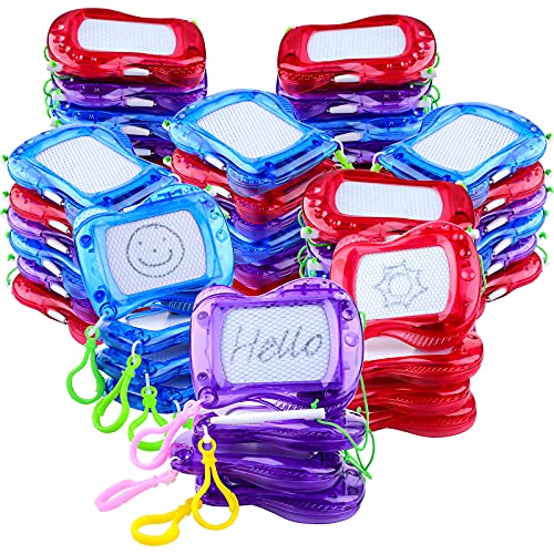 Outus 50 Pieces Mini Magnetic Drawing Board Doodle Board Set with Pen Keychain 3 Colors Drawing Painting Sketch Pad for Birthday Party Favor Classroom Supply