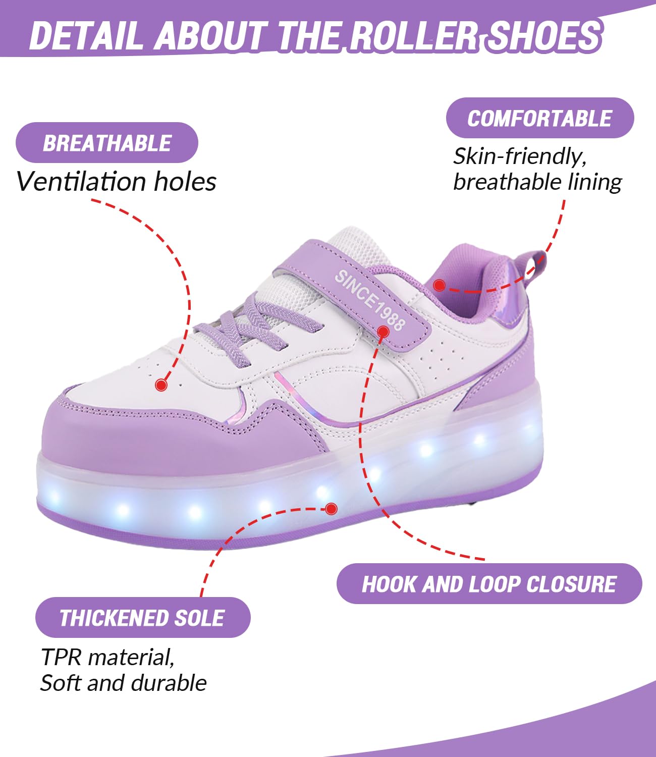 FANSU Chaussures à Roulette Garçons Filles avec LED, 2 en 1 Patins à roulettes Retractable Enfant avec 4 roulettes USB, Chaussures de Skateboard pour Extérieur