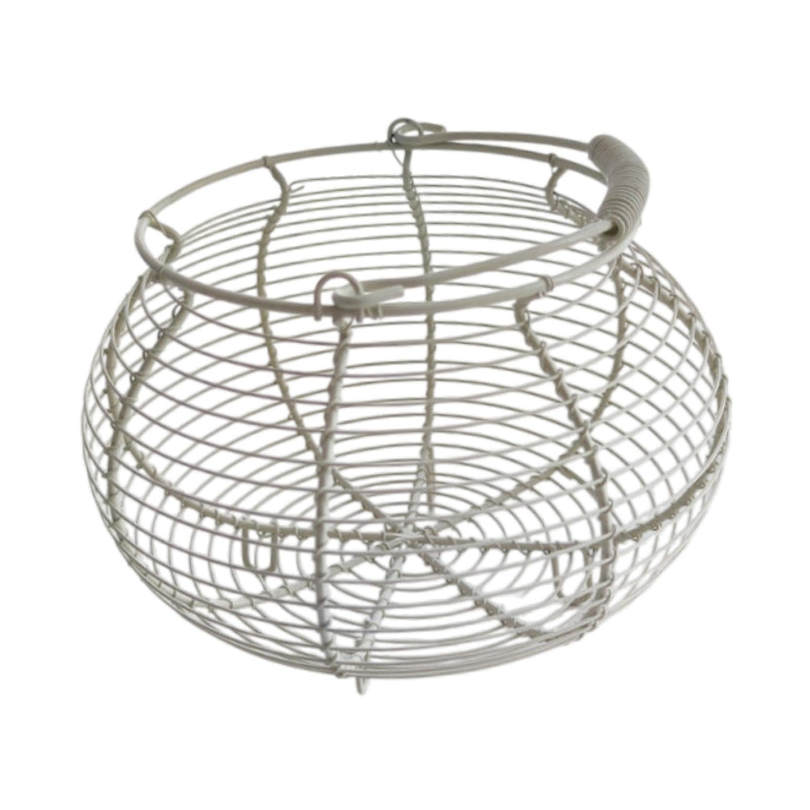 perfk Cesto portauova in filo metallico, cestino per raccogliere le uova, rustico, fattoria, supporto da banco rotondo, contenitore per uova di, Bianco