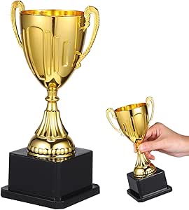 Ciieeo Trophy Award 19CM Plastic Gold Trophy Cup with Base Small Trophies for Soccer Football Competitions and Events Party Favors 4.47Inch