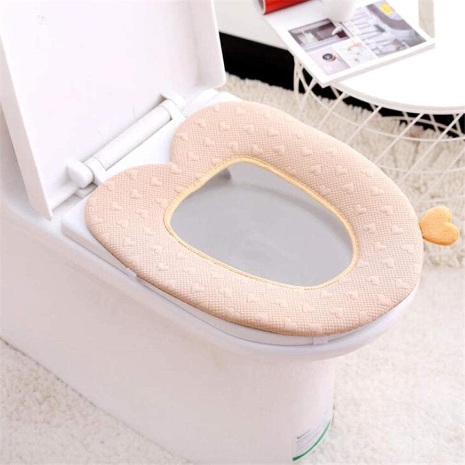 Almohadillas Suaves y Suaves para Cubrir el Asiento del Inodoro, Almohadillas Suaves para Cubrir la Tapa del Asiento del Inodoro, Almohadillas más Gruesas y cálidas (Caqui, Talla única)