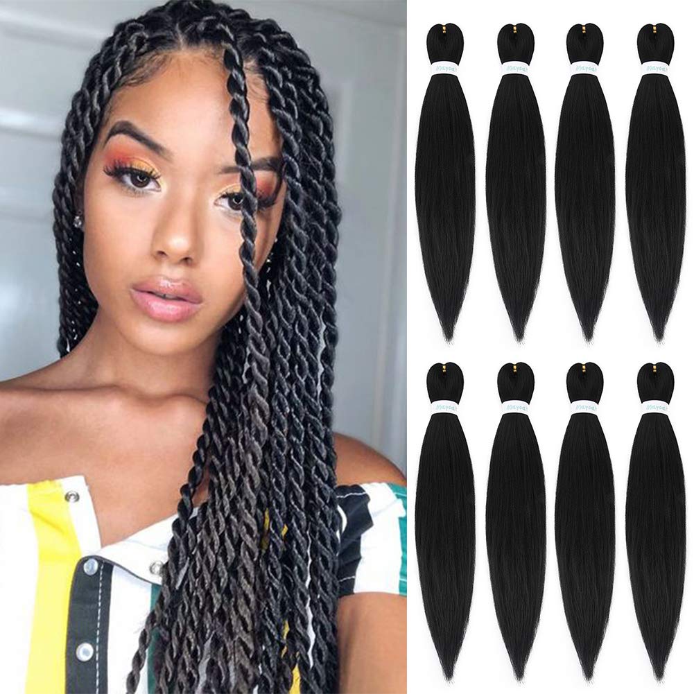 Buy Braiding Hair 26 Inch Pre Stretched 1B 8 Packs Itchy Free Hot Water Setting Yaki