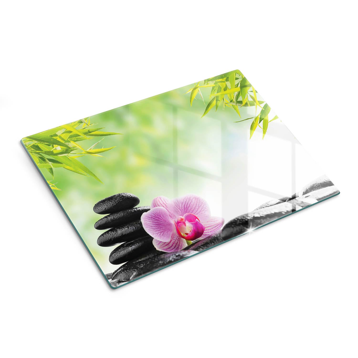 Modello termoresistente: Tagliere in vetro 40x30 cm Orchidea e pietre
