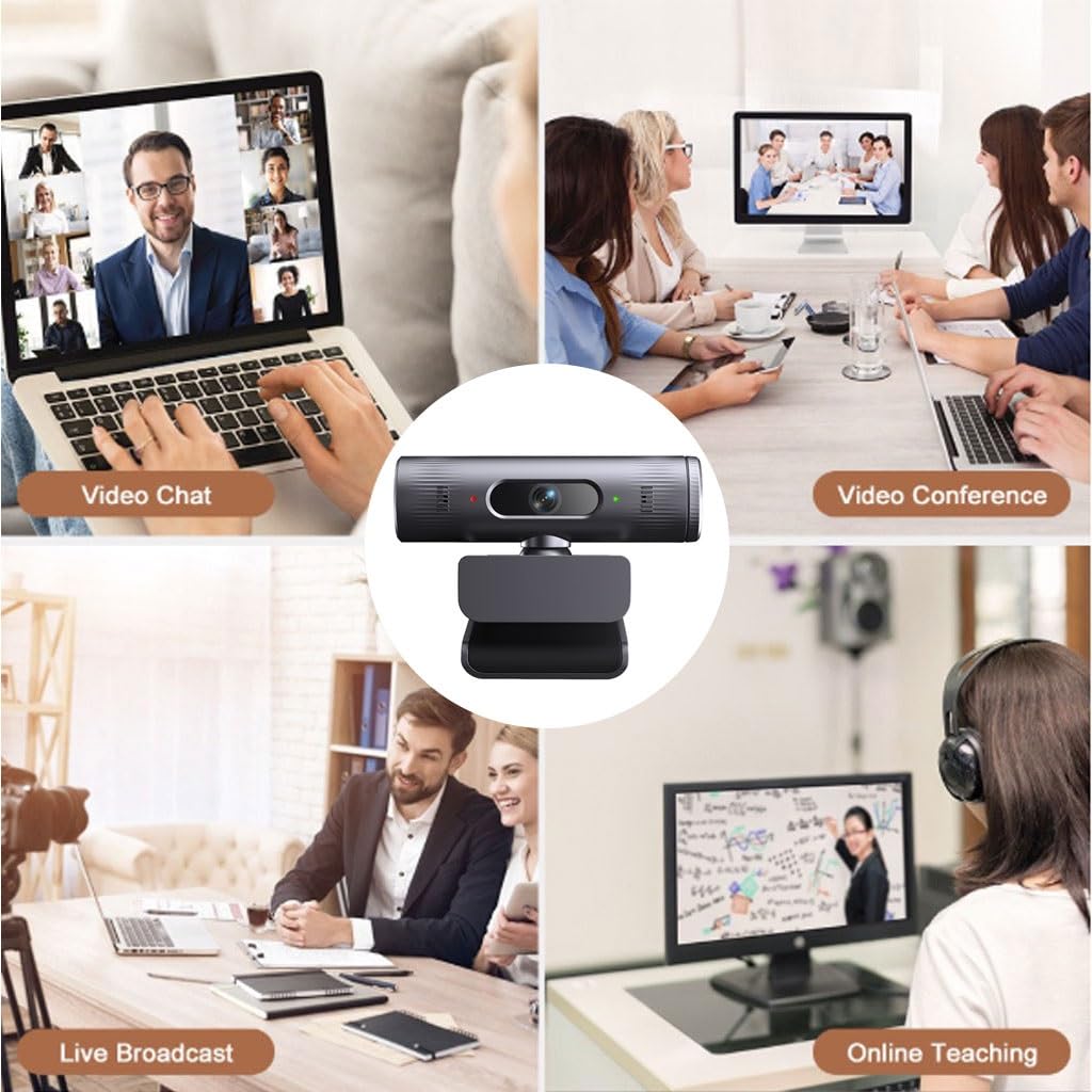 LEIYTFE Fotocamera Per Computer Portatile HD Wide-angle E Video Web Camera, Modalità Di Bellezza, Doppi Microfoni Ad Annullamento Del Rumore, Webcam Per Computer Per Calling Meeting Gaming(4K)