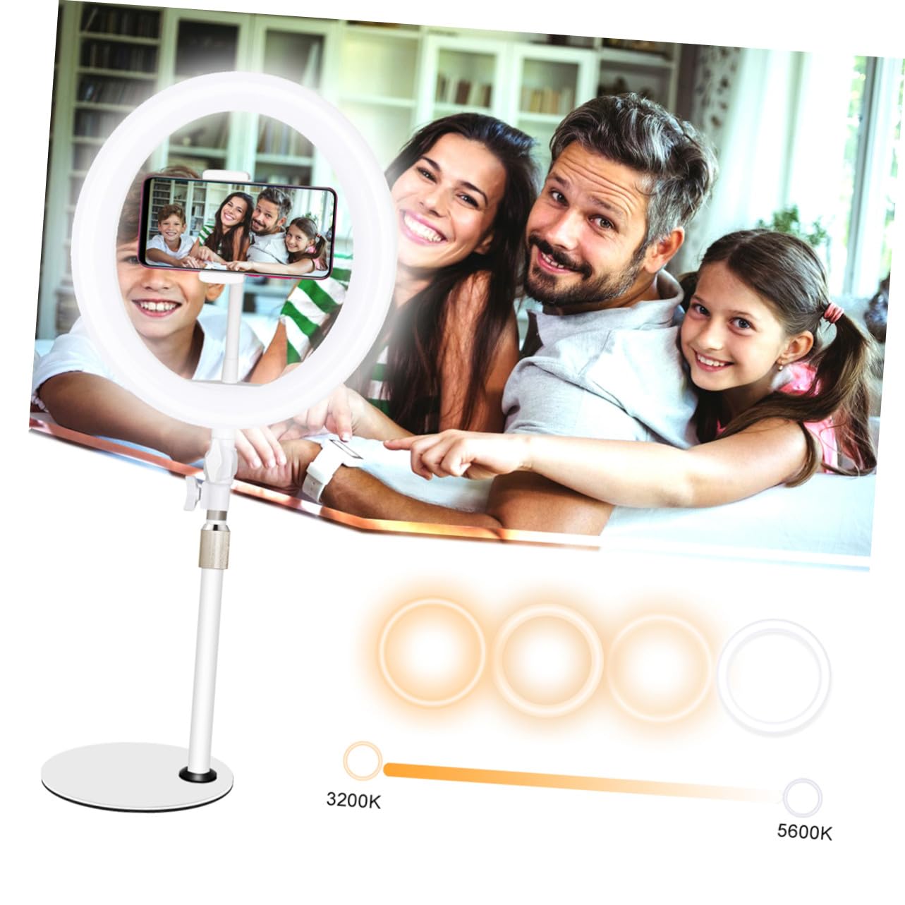 Gatuida Lampada Selfie LED Supporto Regolabile in Ferro e Plastica da 10 Pollici Luce Bianca Alimentazione USB e Risparmio Energetico per Live Streaming per Fotografia e Video