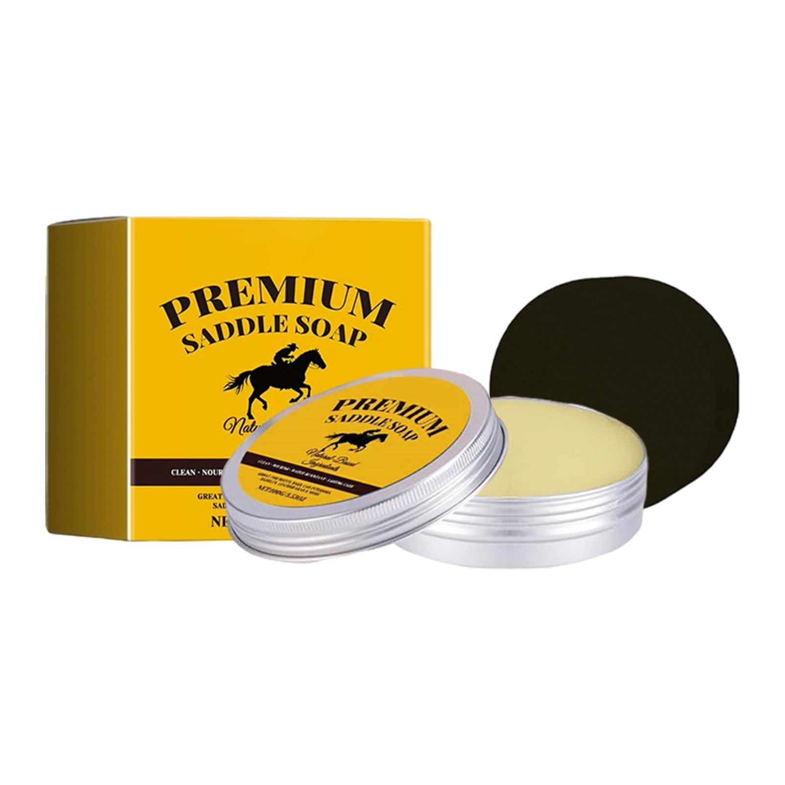 Saddle Soap - Leather Saddle Soap, Leather Cleaning And Care Kit, 100g Polishing Restorer | Skin Couch Cleaner With Sponge For Care Car Interior Boot Shoe Seat Purse Bag Furniture Sofa Jacket