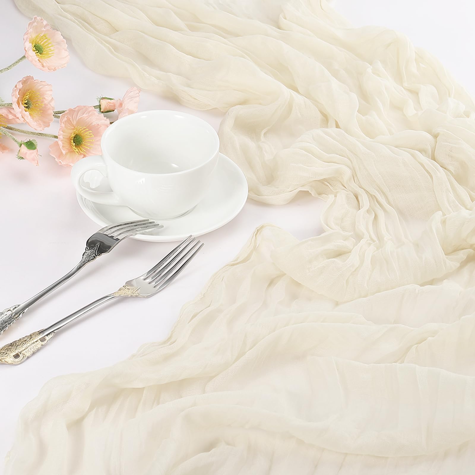 PATIKIL 10 Ft Cheesecloth Table Runner Rustic Gauze Terracotta Cheese Cloth Table Runner with Wrinkled for Bohemian Wedding Party Bridal Shower Table Decoration - Image 4
