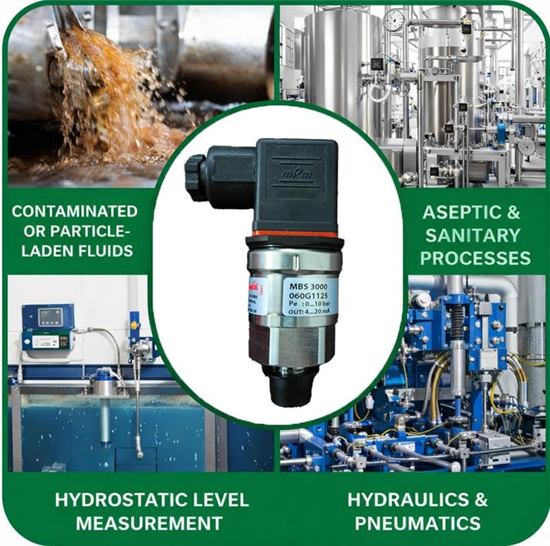 MBS-3000 Pressure Transmitter | 4–20 mA Output | Stainless Steel Industrial Pressure Transducer for HVAC, Hydraulics, Compressors & Automation Systems | Range : 0 to 250 bar
