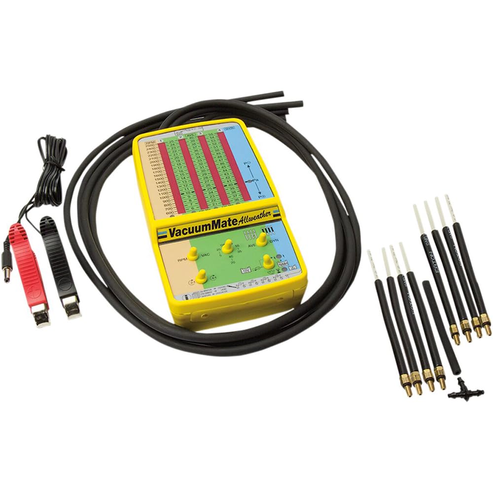 TecMATE VacuumMATE AllWeather, Synchroniseur boîtier Papillon pour Moteur à carbus/Injection, avec RPM et Diagnostics de soupape, alimenté par Batterie