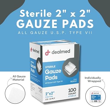 Dealmed 2 x 2 Sterile Gauze Pads - Wrapped - 100 Ct, Case of 24