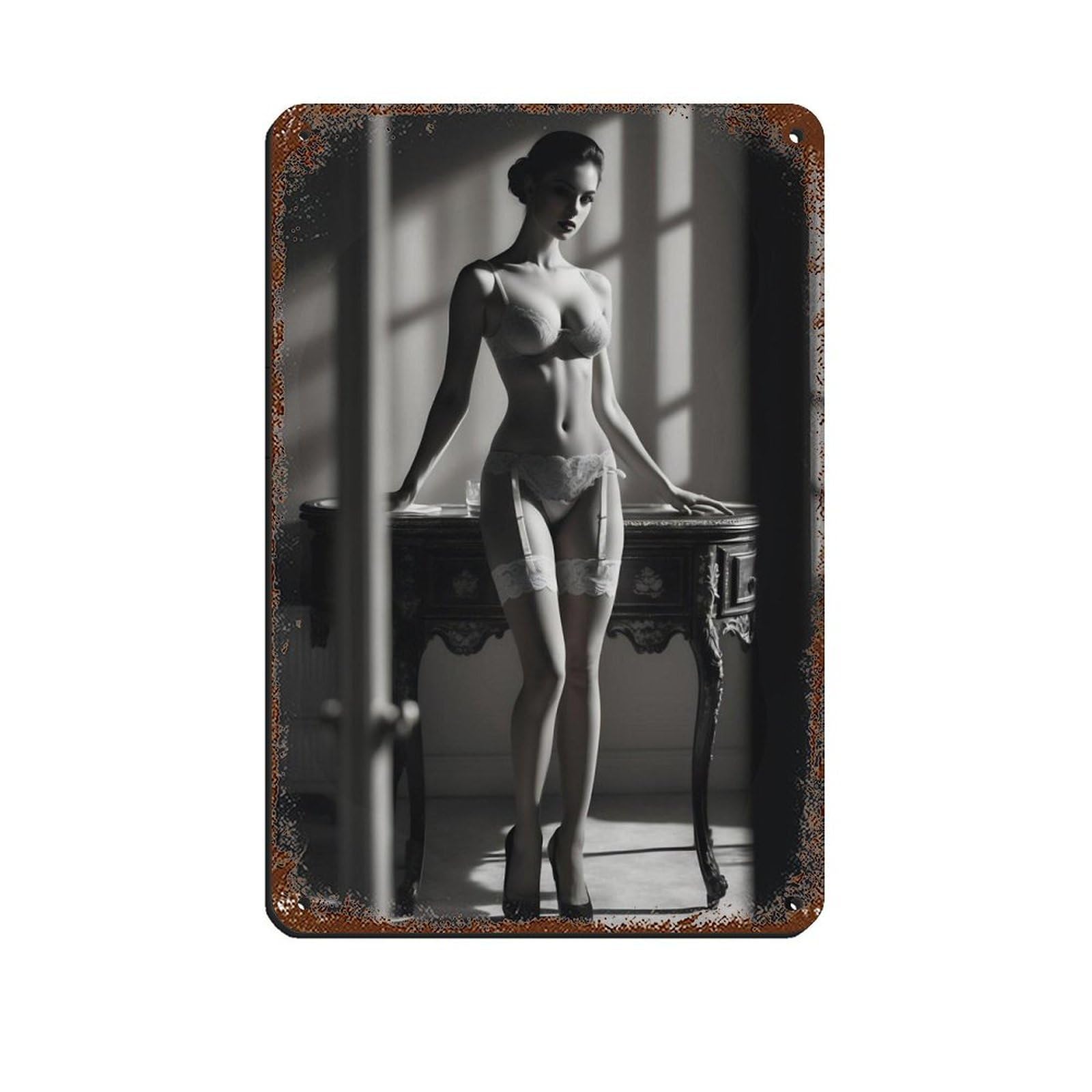 Sensual Art for Bedroom, Glamorous Portrait Tin Sign Vintage Metal Pub Club Cafe Bar Home Wall Art Decoration Poster Retro 8x12inch(20x30cm)