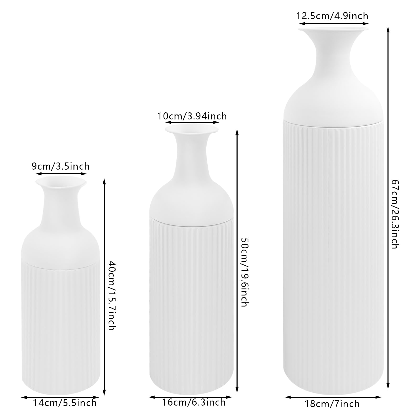 3er-Pack Vasen, Moderne Deko Blumenvase aus Metall, Vasen Set, Zylinder Vase, Tischdeko Outdoor, Vase Deko Landhausstil für Haus/Hochzeitsdeko & Gartenblumen (Weiß)