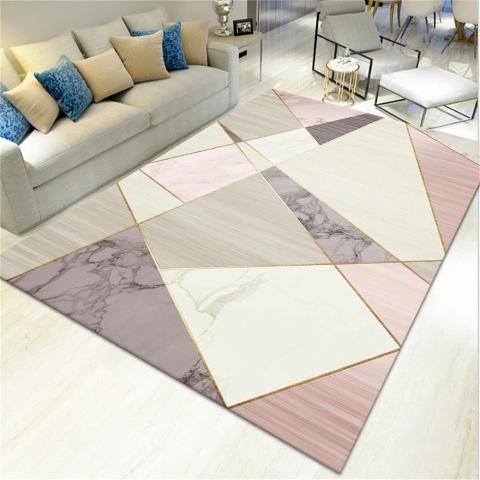 Tapis entrée imprimé cristal velours au design abstrait chic