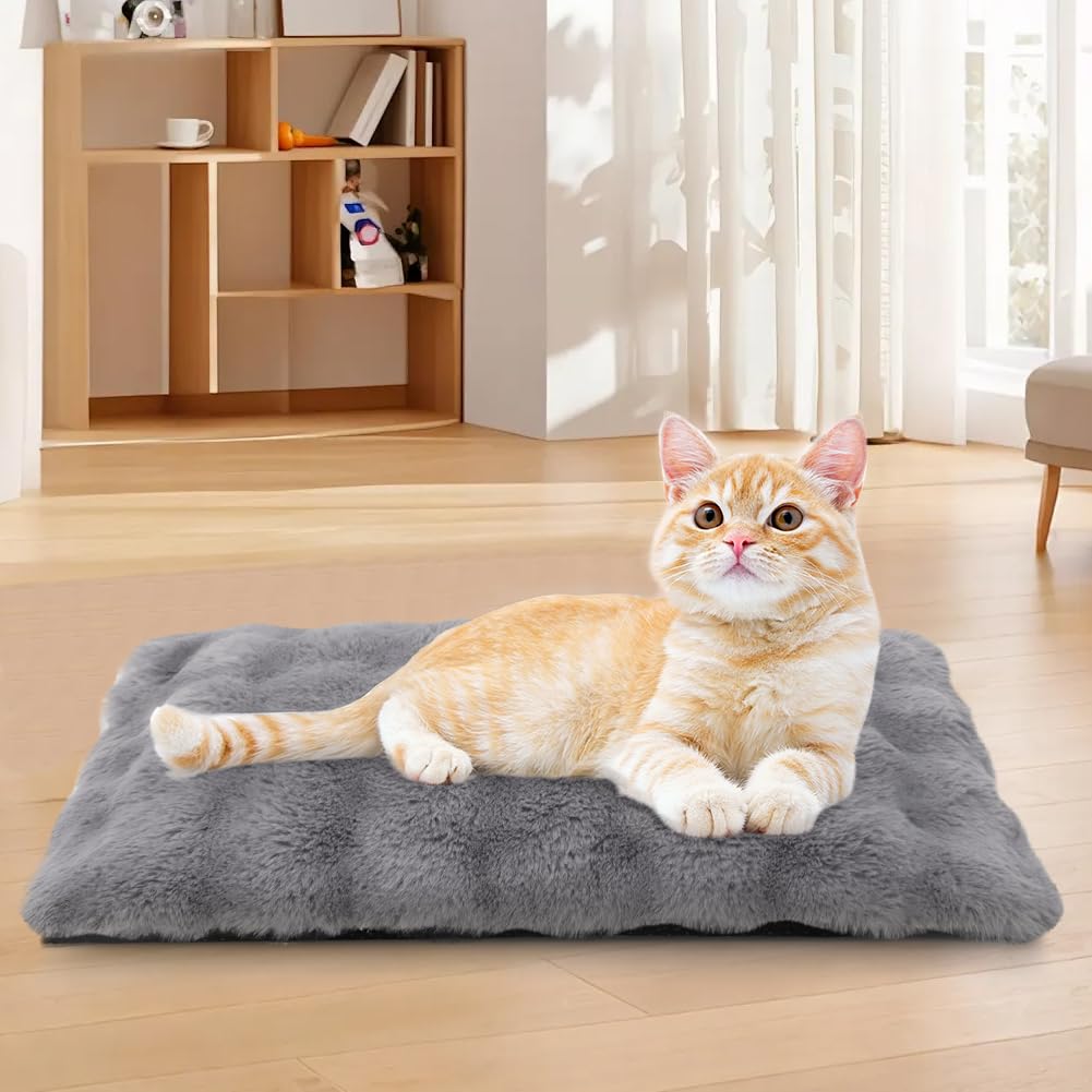 Wdmiya Coussin Auto-Chauffant Voyage Chat & Chien, 60x45 cm Tapis Hiver Thermique Lit Animaux de Compagnie pour Intérieur & Exterieur, Lavable, Imperméable, Antidérapant (Gris, M)