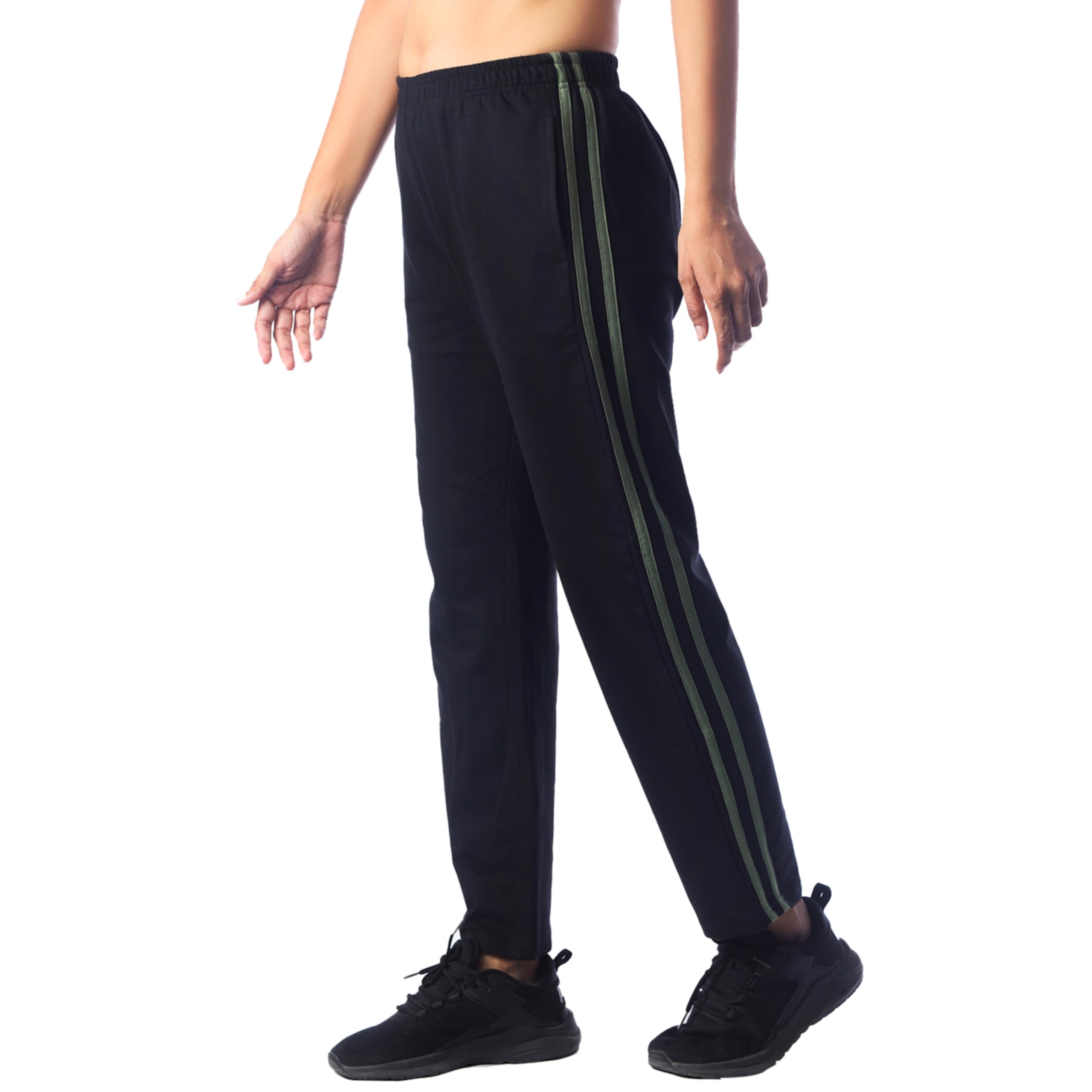 London HillsWomen's Cotton Blend Regular Fit Joggers Track Pants for Women Striped Track Pants