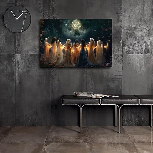 Miniatura 2 de Moon Calling Magic Witchy Ritual Mythical Wall Art Print - Póster de Halloween de bruja de invocación mística
