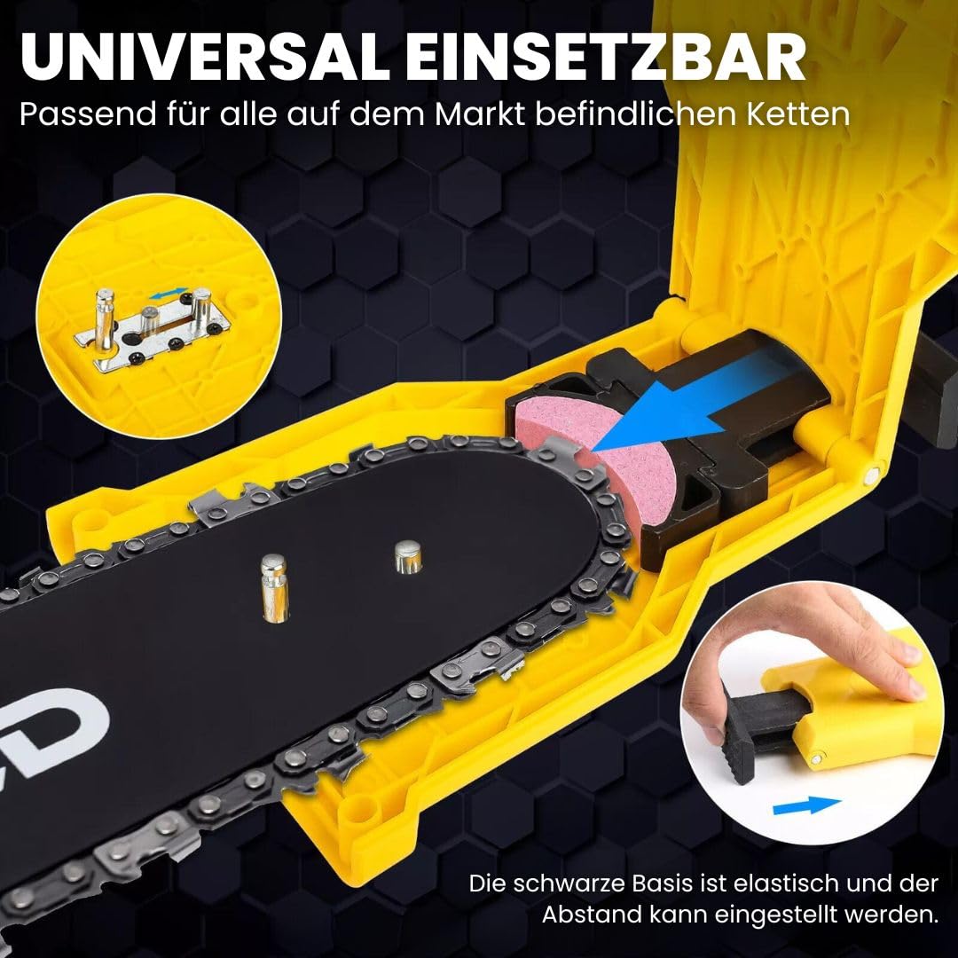 garten stadl UltraSaw - das Original - Universal Kettenschärfer für jede Kettensäge Tragbares Kettenschärfgerät für schnelle und präzise Schärfung, inklusive 1 Schleifstein