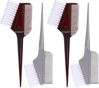 OSALADI 4 peças de escova de cabelo para cabeleireiro, ferramenta profissional de barbearia, ferramentas de cabelo para tingimento de cabelo (2 peças prateadas, 2 peças marrom)