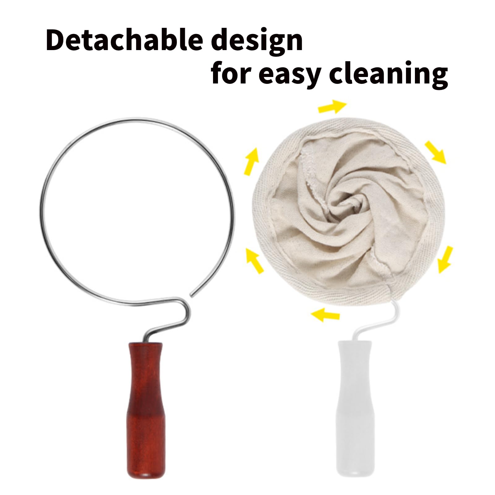 Cafetière Filtre En Tissu Filtre à Café En Tissu Lavable – Flanelle Avec Manche En Bois – Grand Modèle (100 Mm) – Pour Filtre Goutte à Goutte Maison – Écologique