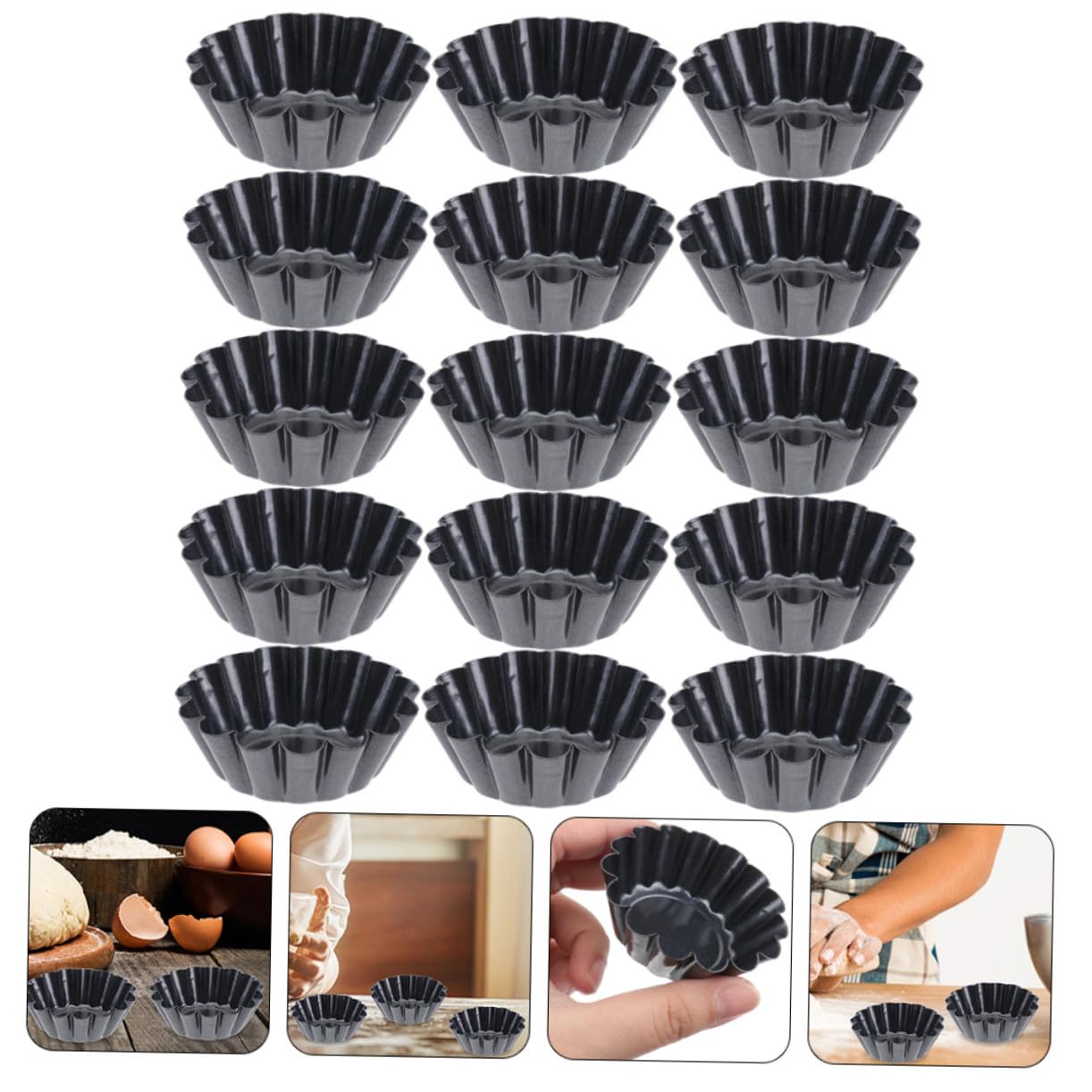 Toyvian 15 pièces Moule à Tartelettes Acier Carboné Moules Antiadhésifs pour Muffins et Puddings Résistants et Faciles à pour Cuisine Maison et Professionnelle
