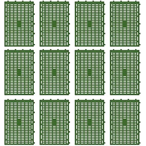 Sanmum 12 Packs Plastic Tree Trunk Protectors with 50pcs Locking Zip Ties, Expandable Nursery Mesh Tree Bark Guards Vertically/Horizontally for Varying Tree Sizes (Green) Cover