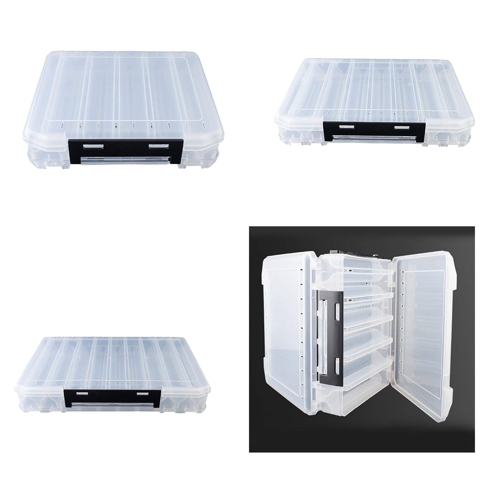 QIEIEI Waterproof Double Side Fishing Tackle Tool Case Fishing Hook Storage Trags Organizers Box Clear Terminals Tackle Case