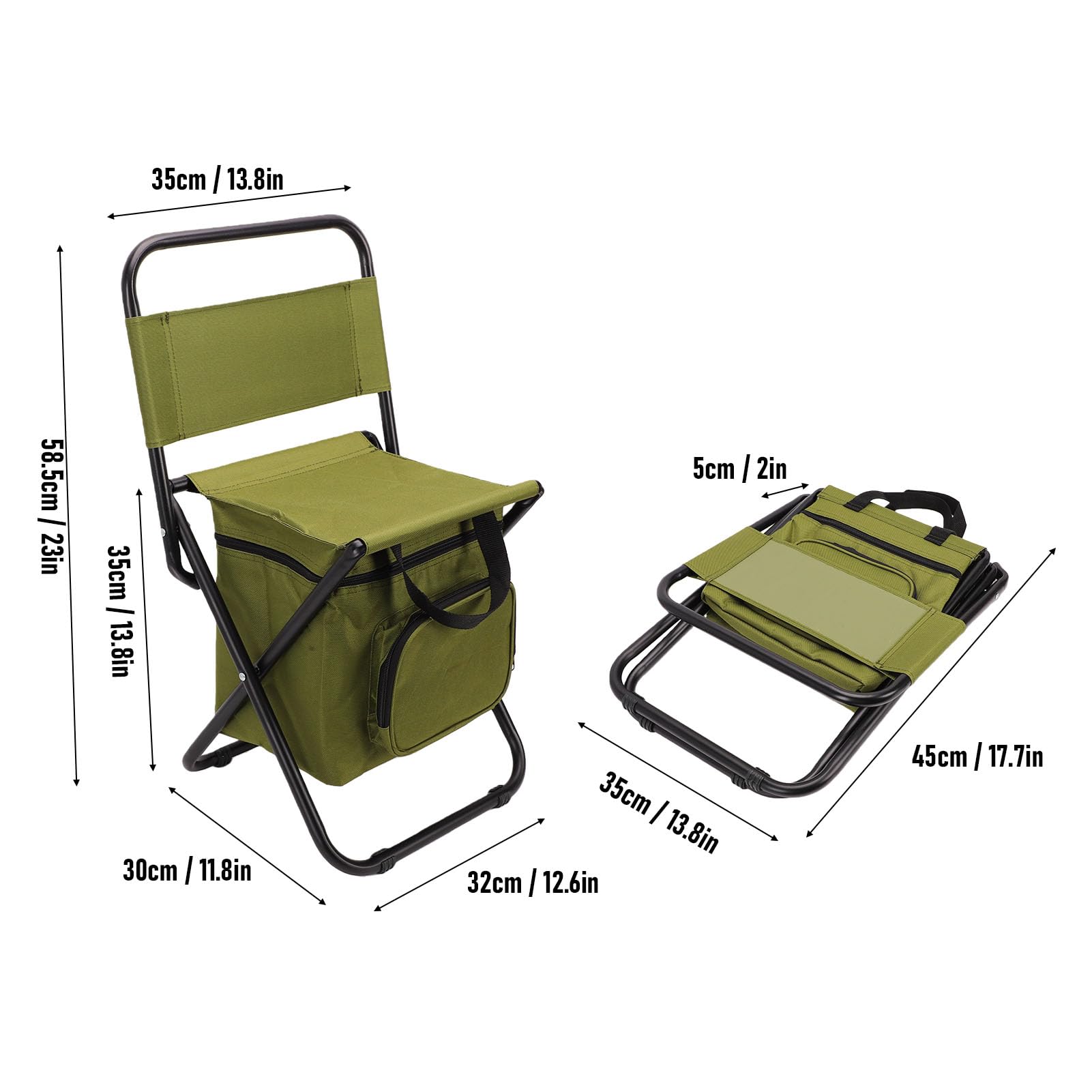Asixxsix Sedia da Pesca Pieghevole con Borsa Termica, 3 in 1
