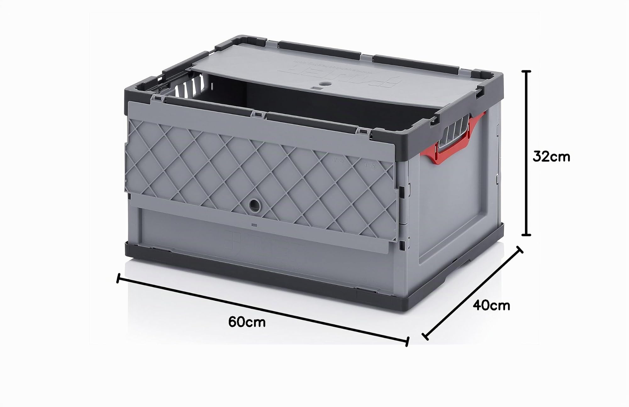Auer Packaging 2x Profi-Faltbox 60 x 40 x 32 mit Deckel inkl. gratis Zollstock 2er Set 60x40x32 Eurobehälter klappbar