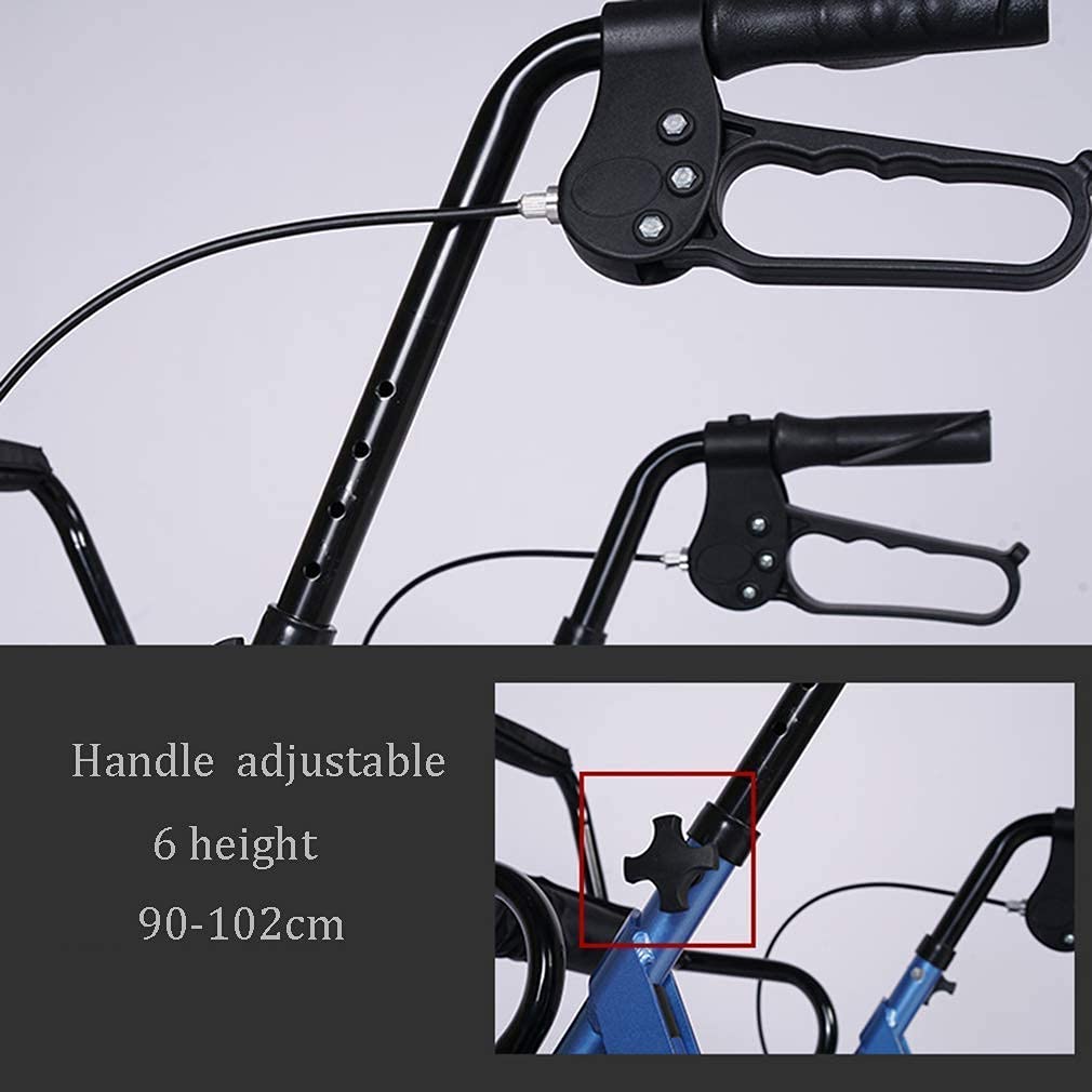 walkerfoldable drive pomoce do chodzenia z wygodnym oparciem, pomoce do chodzenia 4 koła przenośne, podwójny układ hamulcowy walker, używane do chodzenia dla seniorów, blue walker