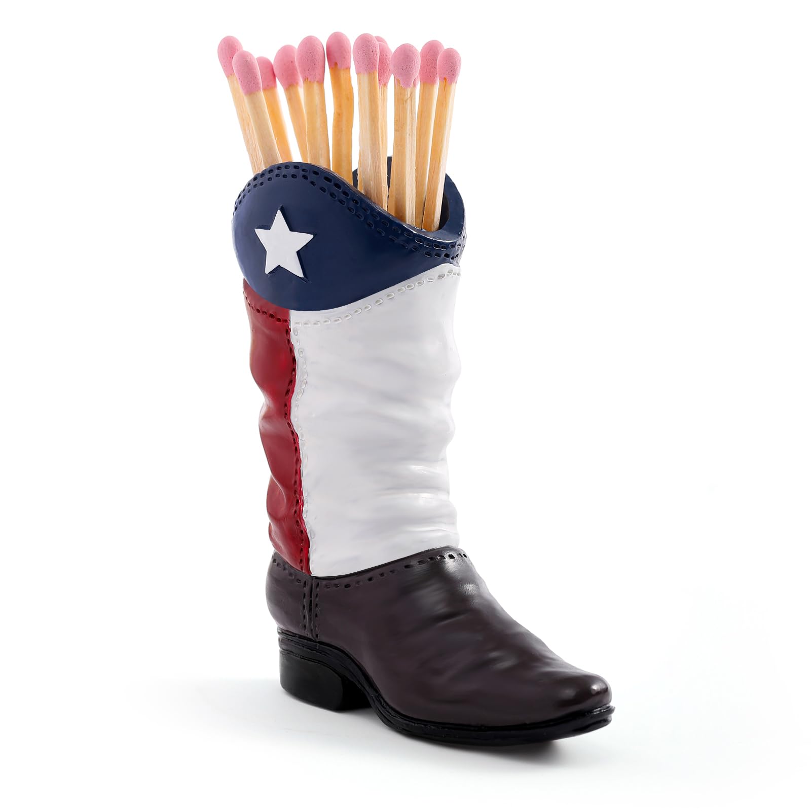 Psyhilar Cowboy Boot Match Holder with Striker, Cute Cowgirl Boot Vase Shaped Decor for Match Stick, Decorative Matchstick Holder, Small Bathroom