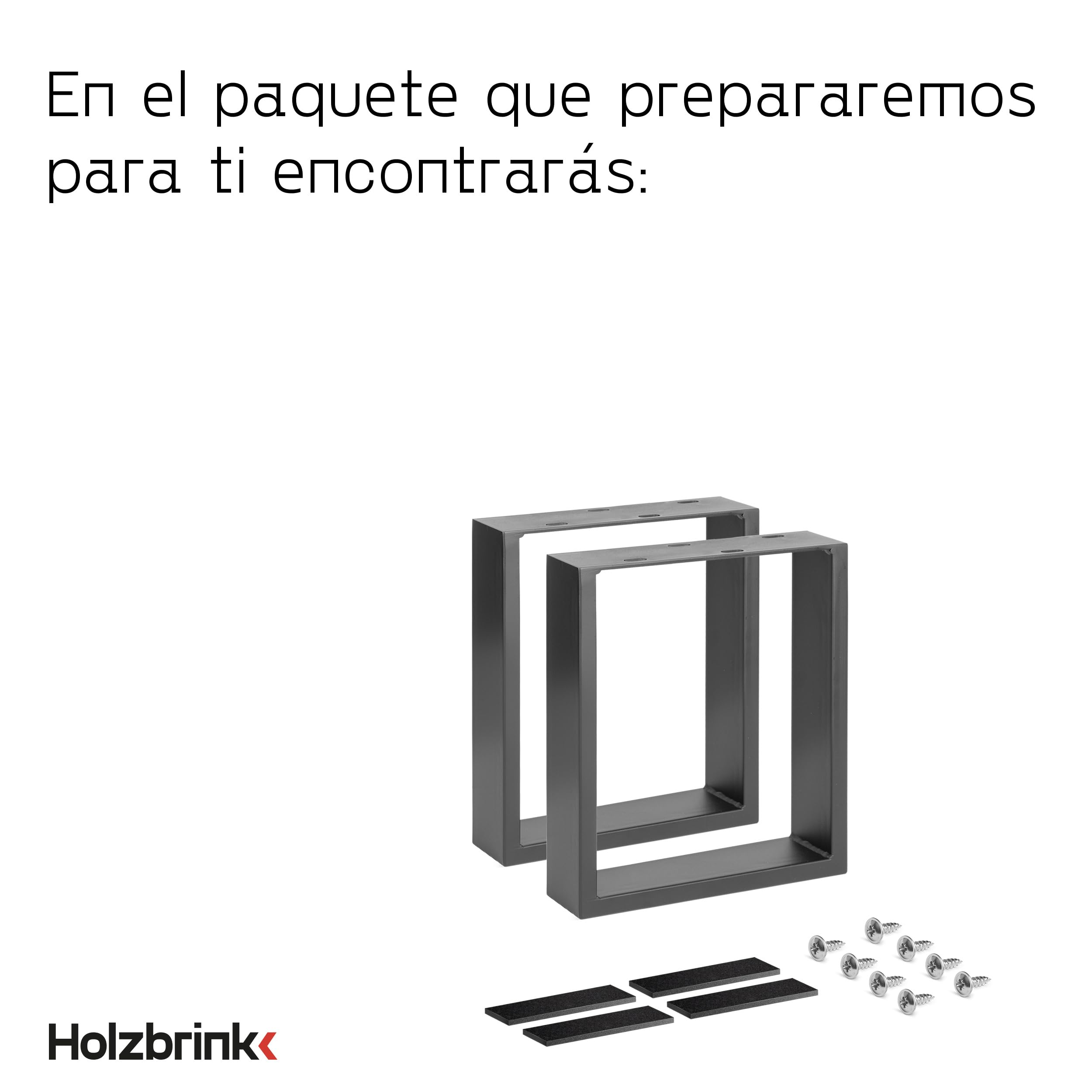 HOLZBRINK Patas de Metal Negro para Mesa | Soportes/Marco para Mesa del Centro, Comedor, Escritorio, Banco | Juego de 2 Patas 30 x 43 cm