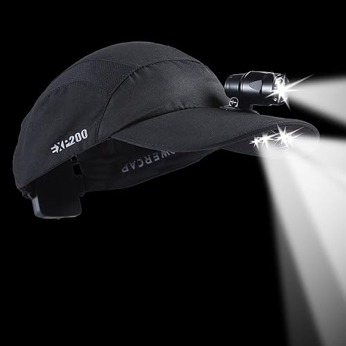 Miniatura 4 de POWERCAP LED EXP200 - Sombrero de faro de alta calidad, ultra brillante, manos libres, iluminado, con pilas, color negro (HLH-1606)