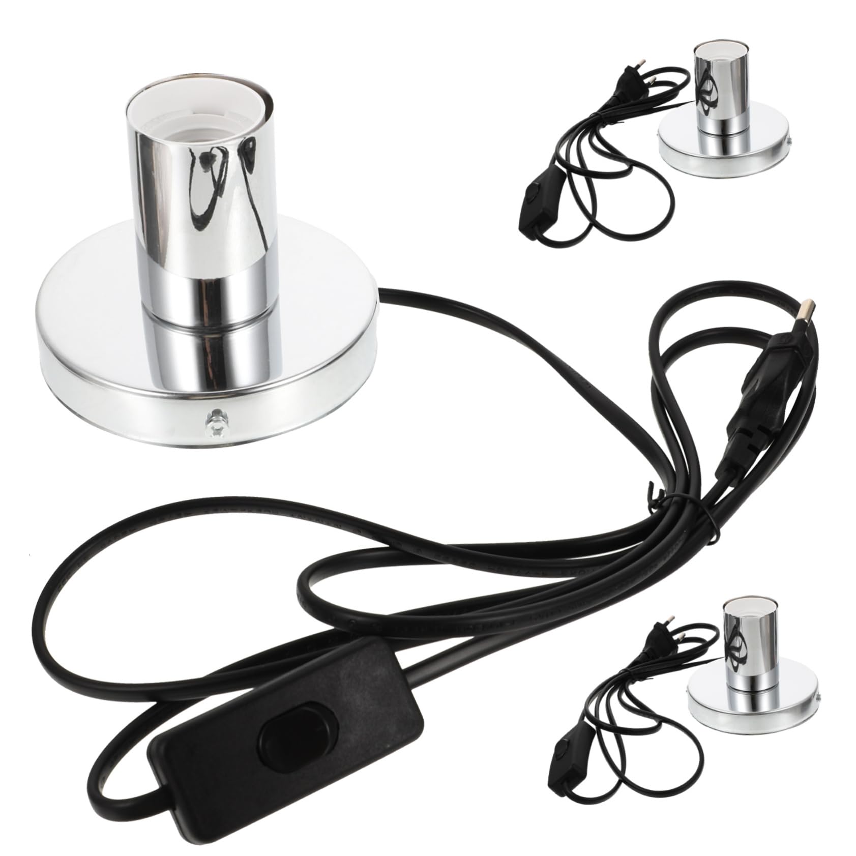 E27-glühbirnenfassung Ac220v 3 Stück-pack mit Kabel, Lichtsockel Schwarz