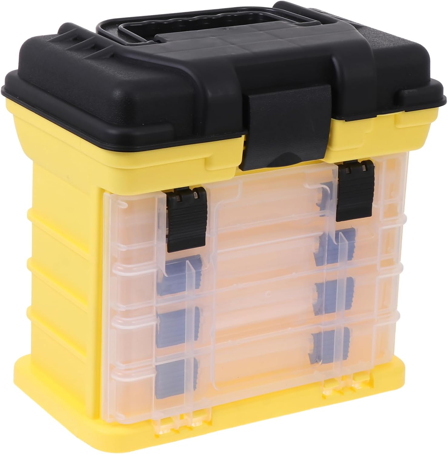 TOYANDONA 4-Tier Portable Fishing Tackle Organizer Handle Multi-Functional Fishing Gear Storage Case for Anglers and Outdoor Enthusiasts